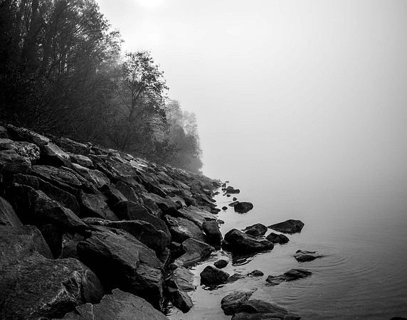 Fog on the Rocks - Turkey Point, North East, MD 2021 Limited Edition of 15 (2 Artist's Proofs) $135 matted and framed